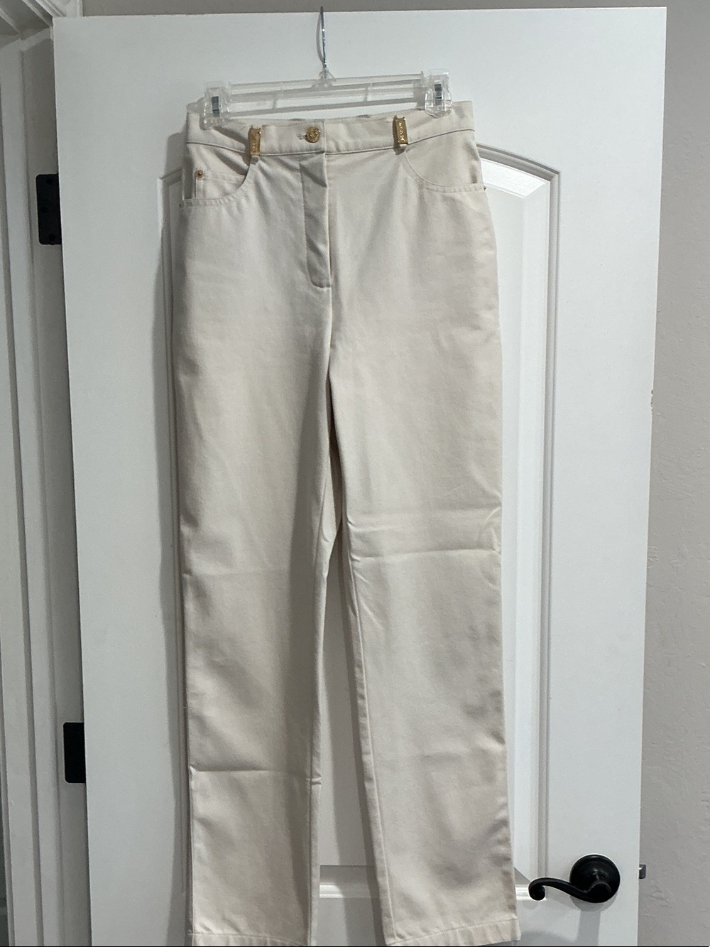 Straight Leg Cream Pants - Classic Women's Straight Leg Trousers